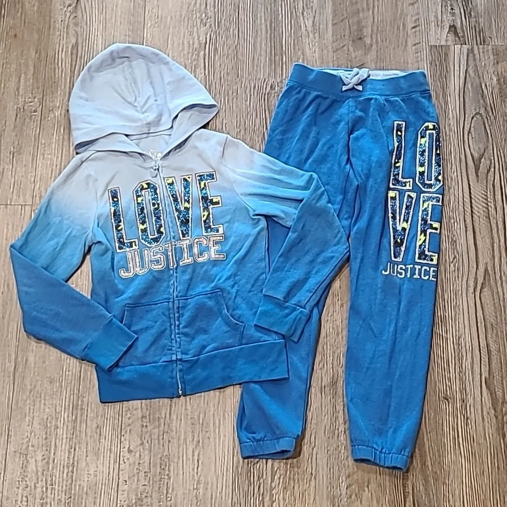 Justice Love Matching Front Zip Sweatshirt with Joggers Size 7